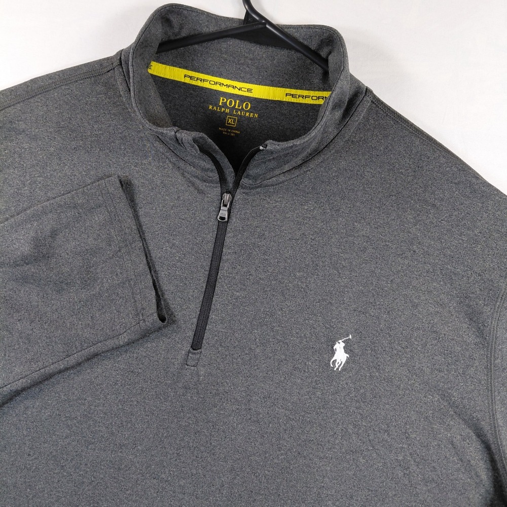Polo Ralph Lauren Performance Mens XL Gray 1/4 Zip Pullover Long Sleeve Shirt